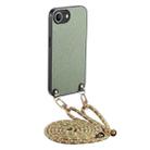 For iPhone 16e Carbon Fiber Texture Leather Back Phone Case with Crossbody Strap(Green) - 1