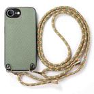 For iPhone 16e Carbon Fiber Texture Leather Back Phone Case with Crossbody Strap(Green) - 2