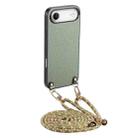For iPhone Air Carbon Fiber Texture Leather Back Phone Case with Crossbody Strap(Green) - 1