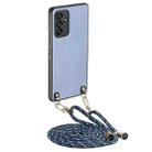 For Samsung Galaxy A54 5G Carbon Fiber Texture Leather Back Cover Phone Case with Crossbody Strap(Blue) - 1
