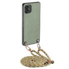 For Samsung Galaxy A04 4G Carbon Fiber Texture Leather Back Cover Phone Case with Crossbody Strap(Green) - 1