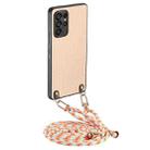 For Samsung Galaxy S22 Ultra 5G Carbon Fiber Texture Leather Back Cover Phone Case with Crossbody Strap(Khaki) - 1