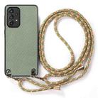 For Samsung Galaxy A13 5G Carbon Fiber Texture Leather Back Cover Phone Case with Crossbody Strap(Green) - 2