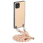 For Samsung Galaxy A22 4G Carbon Fiber Texture Leather Back Cover Phone Case with Crossbody Strap(Khaki) - 1