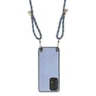 For Samsung Galaxy A22 5G Carbon Fiber Texture Leather Back Cover Phone Case with Crossbody Strap(Blue) - 3