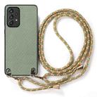 For Samsung Galaxy S21 5G Carbon Fiber Texture Leather Back Cover Phone Case with Crossbody Strap(Green) - 2