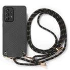 For Samsung Galaxy A71 5G Carbon Fiber Texture Leather Back Cover Phone Case with Crossbody Strap(Black) - 2