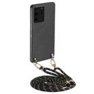 For Samsung Galaxy S20 Ultra Carbon Fiber Texture Leather Back Cover Phone Case with Crossbody Strap(Black) - 1