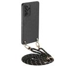 For Samsung Galaxy A23 Carbon Fiber Texture Leather Back Cover Phone Case with Crossbody Strap(Black) - 1