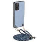 For Samsung Galaxy A23 Carbon Fiber Texture Leather Back Cover Phone Case with Crossbody Strap(Blue) - 1