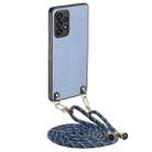 For Samsung Galaxy A72 5G / 4G Carbon Fiber Texture Leather Back Cover Phone Case with Crossbody Strap(Blue) - 1