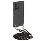 For Samsung Galaxy Note20 Carbon Fiber Texture Leather Back Cover Phone Case with Crossbody Strap(Black) - 1