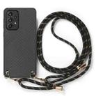 For Samsung Galaxy Note20 Carbon Fiber Texture Leather Back Cover Phone Case with Crossbody Strap(Black) - 2