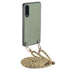 For Samsung Galaxy A50 / A50s Carbon Fiber Texture Leather Back Cover Phone Case with Crossbody Strap(Green) - 1