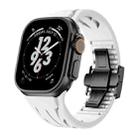For Apple Watch 44mm / 45mm / 46mm / 49mm Tailor Stainless Steel Black Butterfly Buckle Silicone Watch Band(White) - 1