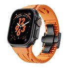 For Apple Watch 44mm / 45mm / 46mm / 49mm Tailor Stainless Steel Black Butterfly Buckle Silicone Watch Band(Orange) - 1