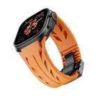 For Apple Watch 44mm / 45mm / 46mm / 49mm Tailor Stainless Steel Black Butterfly Buckle Silicone Watch Band(Orange) - 2