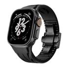 For Apple Watch 44mm / 45mm / 46mm / 49mm Tailor Stainless Steel Black Butterfly Buckle Silicone Watch Band(Black) - 1