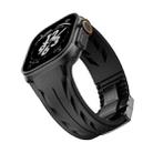 For Apple Watch 44mm / 45mm / 46mm / 49mm Tailor Stainless Steel Black Butterfly Buckle Silicone Watch Band(Black) - 2