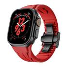 For Apple Watch 44mm / 45mm / 46mm / 49mm Tailor Stainless Steel Black Butterfly Buckle Silicone Watch Band(Red) - 1