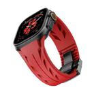 For Apple Watch 44mm / 45mm / 46mm / 49mm Tailor Stainless Steel Black Butterfly Buckle Silicone Watch Band(Red) - 2