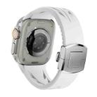 For Apple Watch 44mm / 45mm / 46mm / 49mm Tailor Stainless Steel Silver Butterfly Buckle Silicone Watch Band(White) - 3