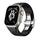 For Apple Watch 44mm / 45mm / 46mm / 49mm Tailor Stainless Steel Silver Butterfly Buckle Silicone Watch Band(Black) - 1