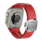 For Apple Watch 44mm / 45mm / 46mm / 49mm Tailor Stainless Steel Silver Butterfly Buckle Silicone Watch Band(Red) - 3