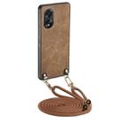 For OPPO A38 4G / A18 4G Vintage Leather PC Back Cover Phone Case with Crossbody Strap(Brown) - 1