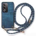 For OPPO A58 4G Vintage Leather PC Back Cover Phone Case with Crossbody Strap(Blue) - 2