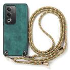 For OPPO A58 4G Vintage Leather PC Back Cover Phone Case with Crossbody Strap(Green) - 2