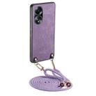 For OPPO A58 4G Vintage Leather PC Back Cover Phone Case with Crossbody Strap(Purple) - 1