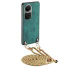 For OPPO Reno10 5G Global Vintage Leather PC Back Cover Phone Case with Crossbody Strap(Green) - 1