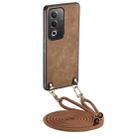 For OPPO Reno10 5G Global Vintage Leather PC Back Cover Phone Case with Crossbody Strap(Brown) - 1