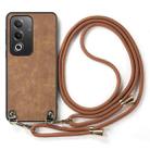 For OPPO Reno10 5G Global Vintage Leather PC Back Cover Phone Case with Crossbody Strap(Brown) - 2