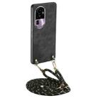 For OPPO Reno10 Pro+ Vintage Leather PC Back Cover Phone Case with Crossbody Strap(Black) - 1