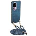 For OPPO Reno10 Pro+ Vintage Leather PC Back Cover Phone Case with Crossbody Strap(Blue) - 1