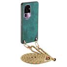 For OPPO Reno10 Pro+ Vintage Leather PC Back Cover Phone Case with Crossbody Strap(Green) - 1