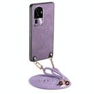 For OPPO Reno10 Pro+ Vintage Leather PC Back Cover Phone Case with Crossbody Strap(Purple) - 1