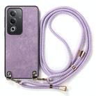 For OPPO Reno10 Pro+ Vintage Leather PC Back Cover Phone Case with Crossbody Strap(Purple) - 2