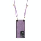 For OPPO Reno10 Pro+ Vintage Leather PC Back Cover Phone Case with Crossbody Strap(Purple) - 3