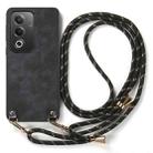 For OPPO Reno8 T 4G Vintage Leather PC Back Cover Phone Case with Crossbody Strap(Black) - 2