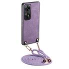 For OPPO Reno8 T 4G Vintage Leather PC Back Cover Phone Case with Crossbody Strap(Purple) - 1