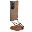 For OPPO Reno8 T 4G Vintage Leather PC Back Cover Phone Case with Crossbody Strap(Brown) - 1