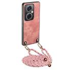 For OPPO Reno8 Z Vintage Leather PC Back Cover Phone Case with Crossbody Strap(Pink) - 1