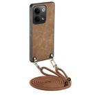 For OPPO Reno9 5G Vintage Leather PC Back Cover Phone Case with Crossbody Strap(Brown) - 1