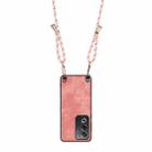 For OPPO A17K Vintage Leather PC Back Cover Phone Case with Crossbody Strap(Pink) - 3