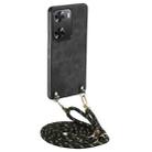For OPPO A57 4G Vintage Leather PC Back Cover Phone Case with Crossbody Strap(Black) - 1