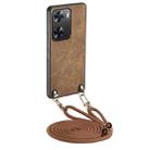 For OPPO A57 4G Vintage Leather PC Back Cover Phone Case with Crossbody Strap(Brown) - 1