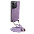 For OPPO Reno8 Pro 5G Vintage Leather PC Back Cover Phone Case with Crossbody Strap(Purple) - 1